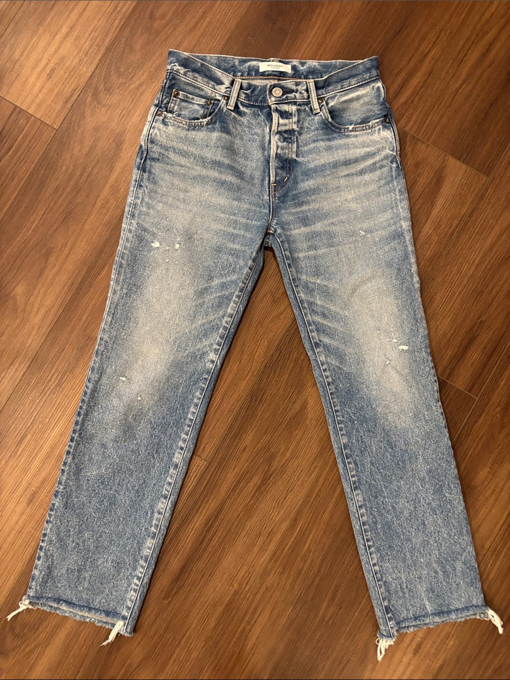Moussy Light Blue Washed Straight-Leg Jeans